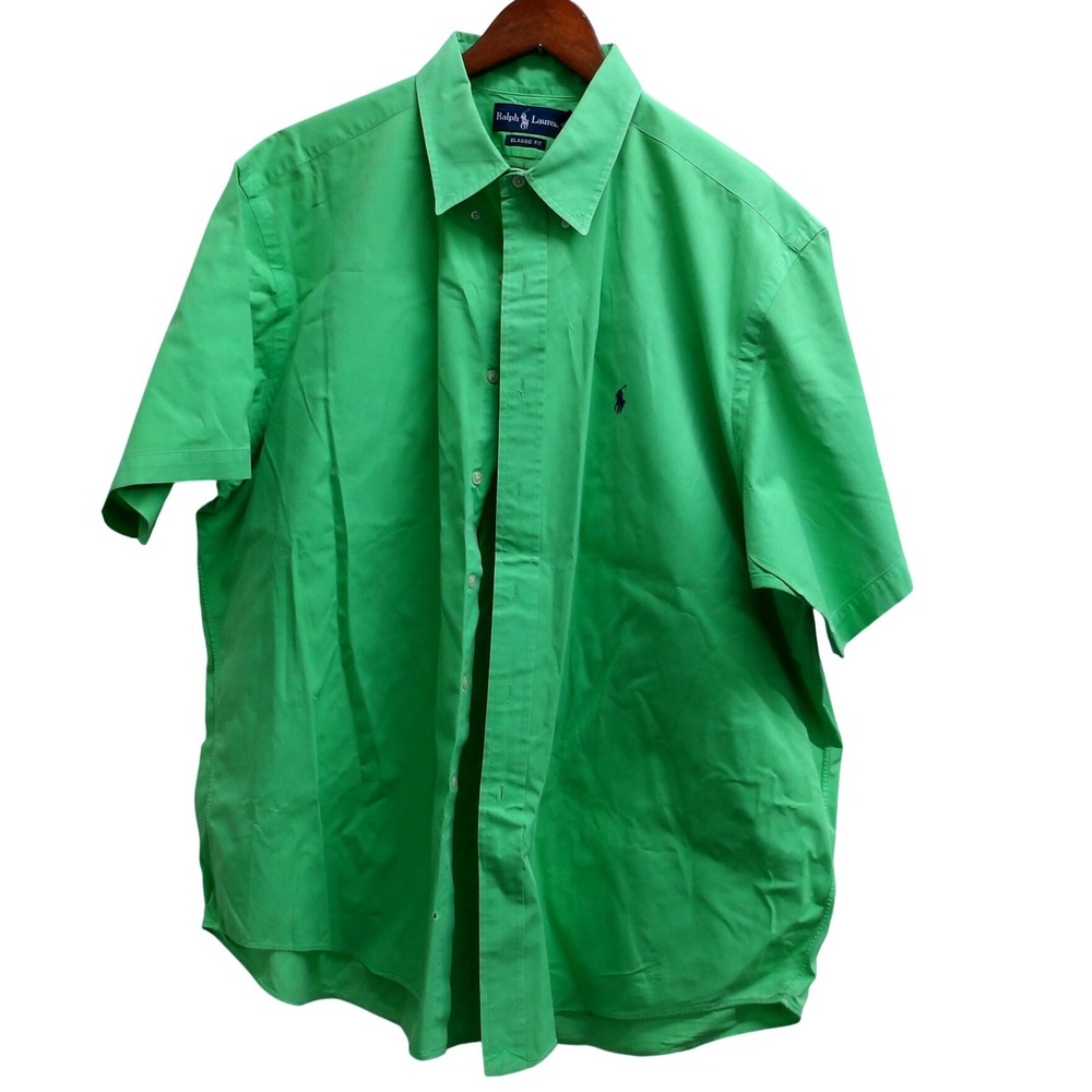 Polo Ralph Lauren Mens Classic Fit Button Down‎ Shirt Bright Green, Pony /#1312